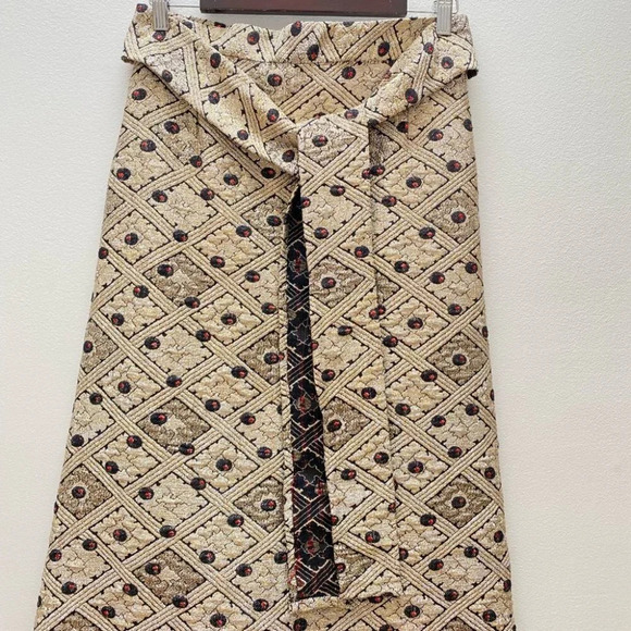 Vintage - Gold Silver Thread Jacquard Pattern Maxi Skirt - Picture 5 of 7